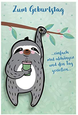 BSB Lustige Geburtstagskarte Geburtstagsgrüße Geburtstagswünsche - Moving Cards - Faultier - Umschlag rosa, 641006-2