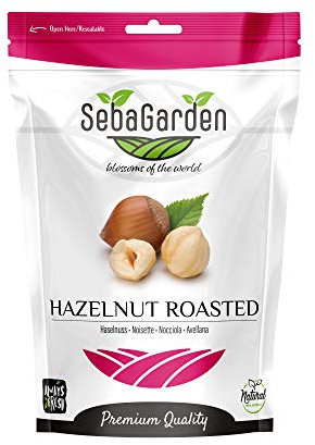 Seba Garden Avellanas tostadas turcas en bolsa Ziplock resellable, 1 kg sin OMG, sin sal, sin cáscara, natural, calidad