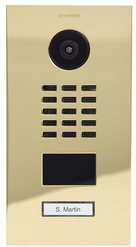 Doorbird - D2101V-B-LAI V2 - Portier vidéo IP 1 Sonnette avec Lecteur de Badge RFID - Finition Brillant Laiton