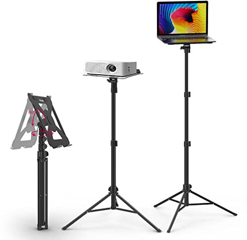 ULANZI Beamer Ständer Höhenverstellbar von 60 bis 150cm Aluminium Laptop Beamer Stativ Ständer mit Klapplatte 3KG lasträgt, 360° & 180° Eingestellbarer Tragbarer Notenständer