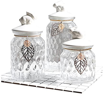 QINGGANGLING999 Sucriers Organisation de Stockage des Aliments 3pcs Sugar Bowling avec Couvercle Boîte à Sucre de Bol de Fruits Transparents for la décoration de Salon