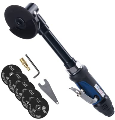 Air Cut off Tool,PNEUPACTURE 3 inch Cut off Tool,18000RPM,xxx-degree guard,Extended Handle，with Xpcs 3 inch Cut-off Wheels,Apply to Cutting Various Materials