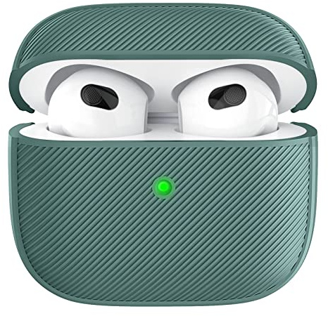 AhaStyle AirPods 3 Custodie in Silicone Morbido Protezione AirPods 3 Custodia Antigraffio Integrale per Apple AirPods 3a Generazione 2021 (Pine Green)