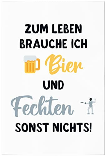 JUNIWORDS Poster, Zum Leben Brauche ich Bier und Fechten, sonst Nichts, 30 x 45 cm (1005516)