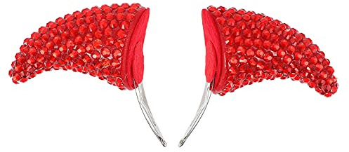 Beavorty Teufelshörner Clips 2 Stück Rote Strass Horn Haarspangen Für Halloween Kostüm Cosplay Haarschmuck Für Kinder Und Erwachsene Festival Headwear Zubehör