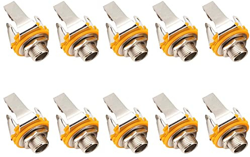 Gitarrenbuchse, Gitarrenbuchse Stereo, Stereo Buchsen Leiter Gitarre, Buchse Gitarre Eingangsbuchse, 6.5mm Klinkenstecker Einbaubuchse, für Instrument Gitarre Bass Stereo zweikanalig,10 Stück
