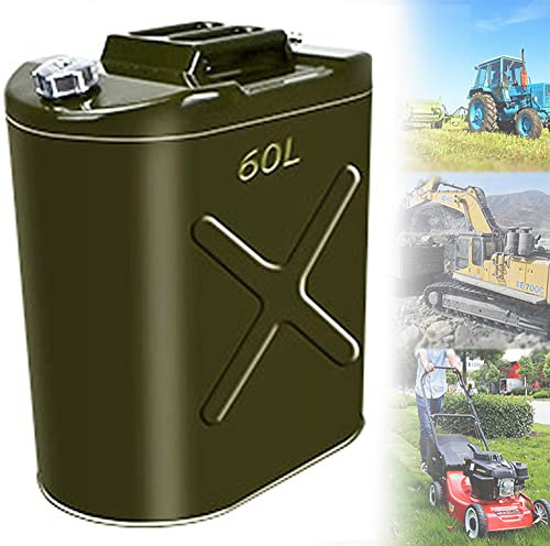 YILEFU Lata de Gasolina Bidón de Combustible - Garrafa de Gasolina y Diésel en Metal Ideal Recipientes Gasolina Engrosado Lata Gran Capacidad con Boquilla Flexible Bidón De Reserva Exterior,60L