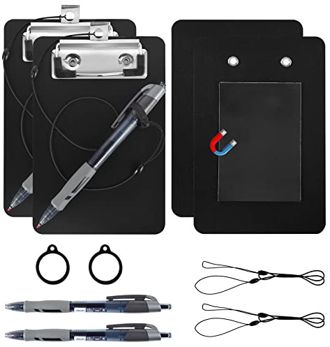 Mini-Magnet-Klemmbretter für Kühlschrank, 10,2 x 15,2 cm, Mini-Klemmbrett mit Stifthalter, kleine magnetische Klemmbretter, Tasche für Notizblöcke, Quittungen, Tickets, 2 Stück