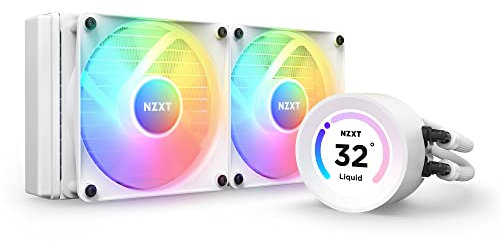 NZXT Kraken Elite 240 RGB - RL-KR24E-W1-240mm AIO CPU Liquid Cooler - Customizable 2.36 Wide-Angle LCD Display for GIFs, Images, Performance Metrics - 2 x F120 RGB Core Fans - White