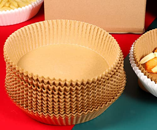 EliteKoopers 500Pcs Brown Round Disposable Air Fryer Liner Parchment Paper for Non Stick, Oil-Proof, Baking Roasting