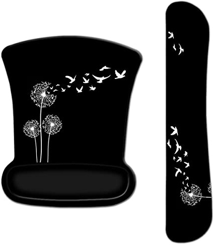 AOKSUNOVA Mauspad mit Gelkissen Mousepad mit Handauflage | Handauflage Tastatur mit Memory-Schaum, rutschhemmender Basis und atmungsaktivem Lycra für Büro und Homeoffice.