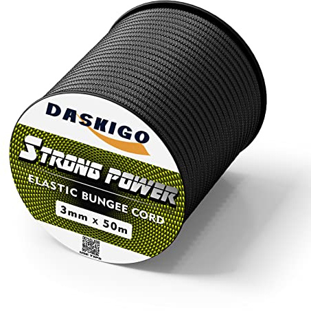 Gummiseil, elastisch, 3 mm x 50 m, Schwarz