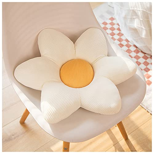 LANFIRE Blume Plüsch Kissen Kissen Bodenkissen Dekoratives Blumenkissen Sitzkissen Rückenlehnenkissen Schlafsofa Kissen (30CM, White)