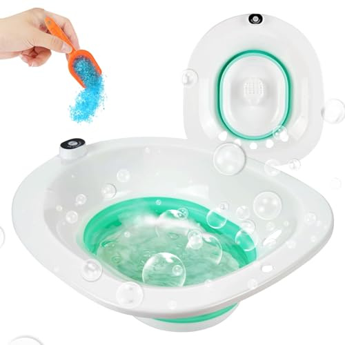 G GREENLY-AG Sitz Bath, Sitz Bath for Toilet, Electric Sitz Bath for Hemorrhoids Men and Women, Postpartum Care, Portable Sitz Bath for Universal Toilet Seat, Bubble Green