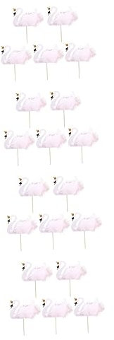 Abaodam 20 Piezas Inserto De Pastel Primeros De La Magdalena Pirata Mini Brochetas para Aperitivos Topper De Selecciones De Pastel De Cisne Palillos Redondos Alimento Bebé Pluma Papel