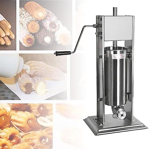 5L Tank Commercial Churro Maker - Manuelle Edelstahl Churrera Maschine mit 4 Düsen, ideal für Restaurants und Bäckereien - Wurstfüller inklusive!