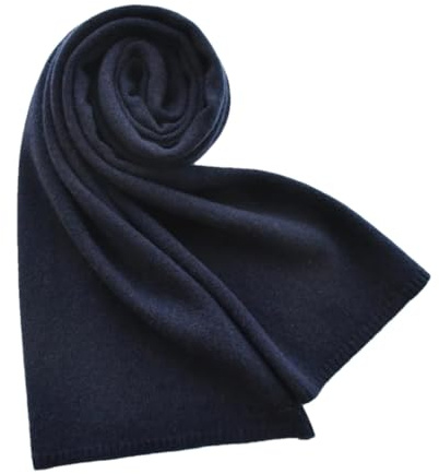 Bciopll Marineblauer Wollschal für Herren und Damen, Winter-Strickschal, Erwachsene, warm, kurz, Wolle, Herrenschal, einfarbig, marineblau, One size