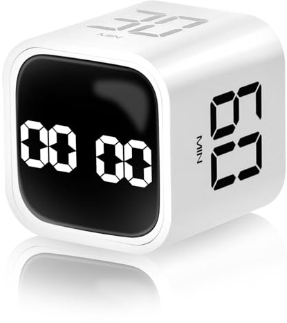 ALEENFOON Temporizador de Cubo Con Sensor de Gravedad Para Cocina, Estudiantes, Estudio y Fitness - Cuenta Regresiva Digital (Blanco)