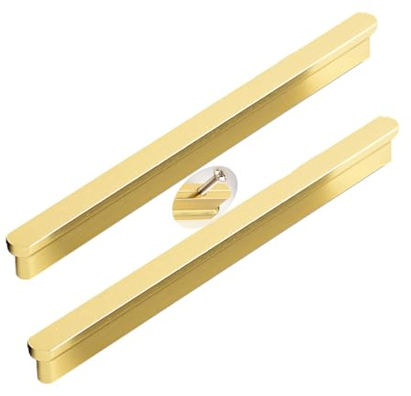 2 Stück Möbelgriffe Aluminiumlegierung Schrankgriff Rundkopf-Design Profilgriff Gebürstete Textur Türklinken Badezimmertür Kleiderschrank Zieht,Kabinett Schubladen Knöpfe (Länge 1200mm,Gold)