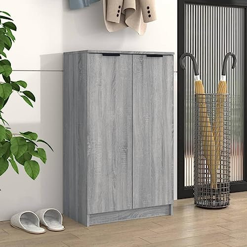 DYRJDJWIDHW Kleiner Schrank,schuhregal klein,schmaler Schrank,Schuhschrank Grau Sonoma 59x35x100 cm HolzwerkstoffFür Türöffnungen, Korridore