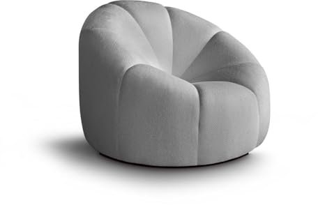 BEAUTY SOFA Loft Sessel - Drehsessel - Relaxsessel Rund - Polstersessel - für Wohnzimmer, Schlafzimmer, Jugendzimmer - Sessel Wohnzimmer - Modern - Samt - Sessel Grau(bubble06)