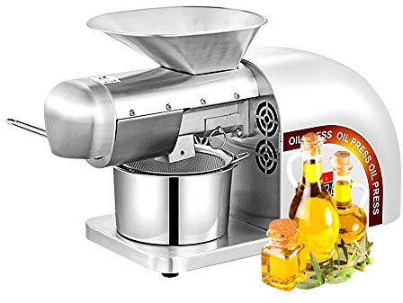 Commercial Automatic Oil Press Machine, 304 Stainless Steel Domestic Oil Extractor with LCD Display Adjustable Temperature 0~300 ℃ High Oil Yield Power 750W