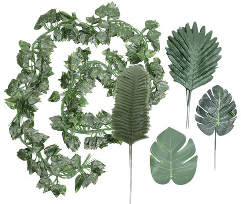 VOSAREA Realistic Turtle Leaf Wall Plant Fake Leaves Decor Artificial Hanging Vine for Decoration