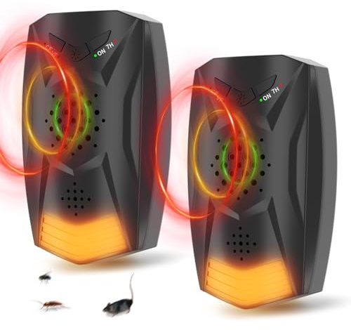 Ultraschall Mäuseabwehr - 3 Modi MäuseVertreiben - 2 Stück Mäuseschreck Plug in - 360° schädlingsbekämpfer - Ultraschallgerät Gegen mäuse - Ideal für Mäuse/Ratten/Mücken/Kakerlaken/Motten/Ameisen