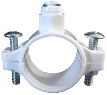 Supertool Drain Saddle Valve Clamp, 1/4 Quick Connect for Under-Sink Reverse Osmosis System, White, Pack of 1