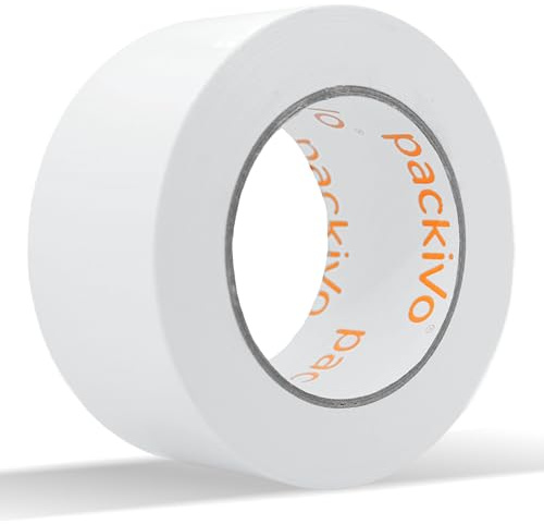 packivo Panzertape weiß - 1 Rolle 50m x 50mm Gewebeband Duct Tape extra ultra stark breit weiss white Klebeband wasserdicht Panzerband Gewebeklebeband für Innen und Außen