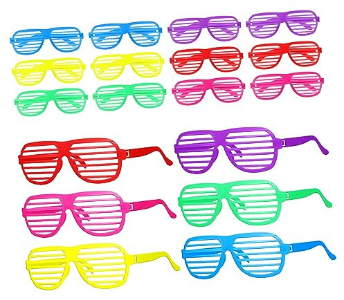 SAFIGLE 18stücke Neon Bunte Shutter Brillen Kunststoff Party Sonnenbrillen Uv-schutz Coole Jahre Foto Requisiten Karneval Kostümzubehör Für Erwachsene Und Junge Mädchen