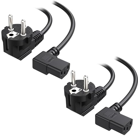 Cable Matters 2-Pack Vinklad CEE 7/7 till IEC C13-Nätkabel, 2 m