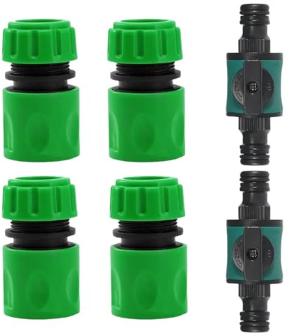 Valvola di Chiusura per Tubo Dell'acqua in Plastica,Raccordo Tubo da Giardino con Valvola di Regolazione,Connettore per Tubi Dell'acqua da 1/2 Pollici per Lrrigazione e Giardino,6 pezzi