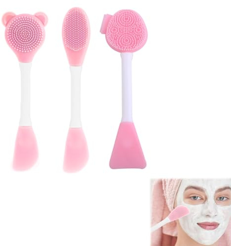 GHPKOTW spazzola per maschera in silicone, 3 pennelli per maschera, spazzole in silicone, spazzola per pulizia, strumento di bellezza, cura pelle, professionale, morbido