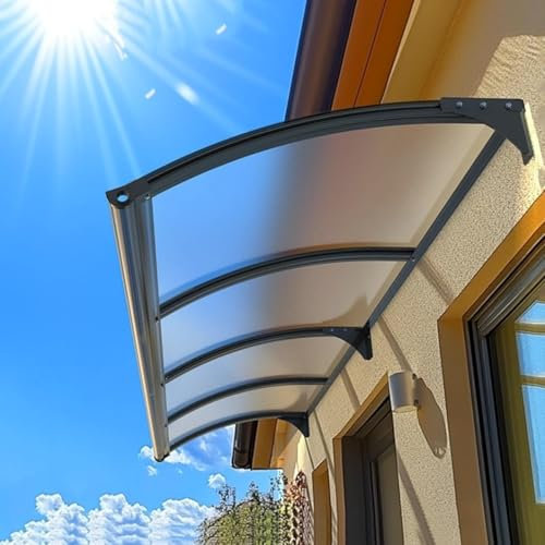 YVYKFZD Marquesina para Puertas entrada, Tejadillo de Protección Toldo Cubierta, Marquesinas Exterior cubierta de policarbonato Toldo Refugio con soporte des aluminio y fregadero(Black+F,90x100cm/35x