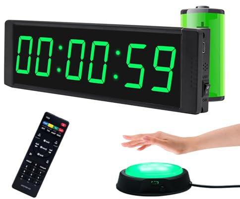 Temporizador de gimnasio, reloj de cuenta regresiva con botón de inicio/parada, cronómetro digital portátil con mando a distancia, temporizador de intervalos de 12/24 horas, reloj de pared para