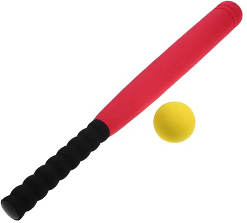 OFFIGAM Mazza Da Baseball Giocattolo Per Ragazzo Ragazza Ragazza Anni Con Palla in Schiuma Spessa Manico in Plastica Cava Colore Rosso