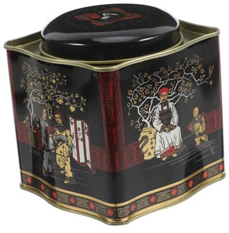 iplusmile Bote Metálico Vintage Ondulado Para Té a Granel y Dulces, Lata Cuadrada De Hojalata Con Tapa, 105x105x110 Mm, Recipiente Hermético Multifuncional Para Almacenamiento y Organización Cocina