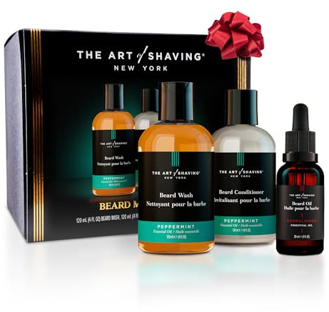 The Art of Shaving Beard Prep Kit - 4oz Peppermint Facial Hair Wash & Conditioner, 1oz Sandalwood Beard Oil