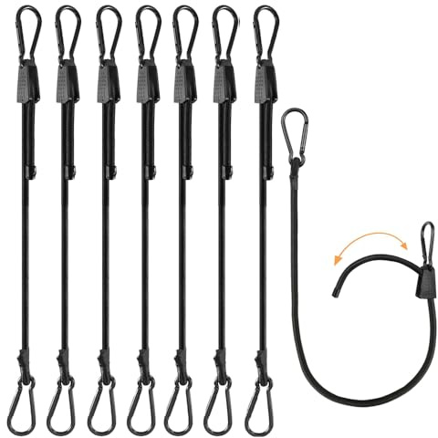 8 Stück Verstellbar Spanngummi mit Karabiner, 100cm Expander mit Haken Extra Stark Gummispanner Gummibänder, Frei Verstellbare Länge Elastischer für Sonnensegel,Tarps, Auto,Fahrrad Outdoor-Aktivitäten