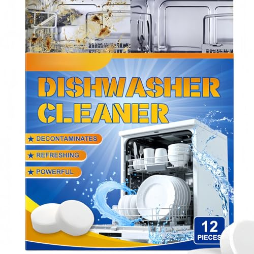 12pcs Dishwasher Cleaner Deep Clean Ta/blets,Heavy Duty Limescale Remover,Dishwasher Freshener & Descaler,Compatible with All Dishwashers,for Limescale&Odor,Natural and Safe Formula,Easy to Use