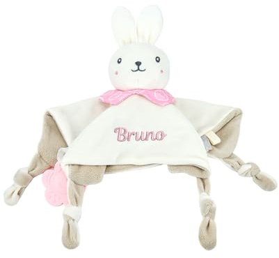 Gaosh Personalisierte Schnuffeltuch Baby mit Namen, Plüsch Schmusetuch für Neugeborene, Kuscheltierdecke zum Schlafen, Personalisiertes Babygeschenk zur Geburt für Jungen und Mädchen (B)