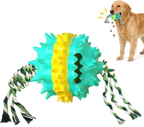 Balle pour chien - Balle à friandises pour chien - Avec soins dentaires - Production sonore physique - Jouet à mâcher pour chien - Jouet intelligent (C)
