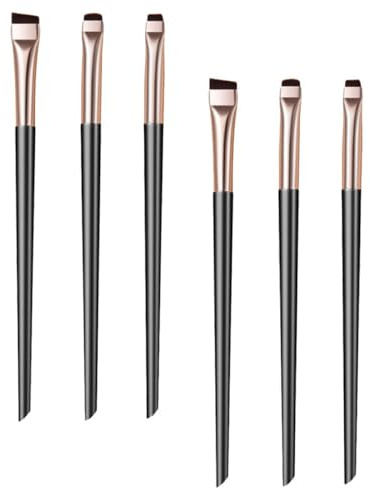 DIYEAH Juego de 6 Pinceles Delineadores de Ojos Negros y Dorados, Pinceles de Precisión Fina para Maquillaje Profesional, Herramienta Portátil para Aplicar Sombra y Delineador, Kit
