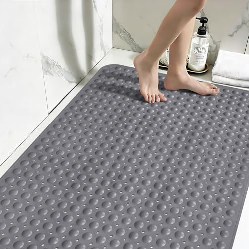 Mofonky Groß Duschmatte rutschfest 59x88cm: Weich TPE Duscheinlage mit Ablauflöchern und Saugnäpfen - Antirutschmatte Dusche Maschinenwaschbar Antibakteriell schimmelresistent