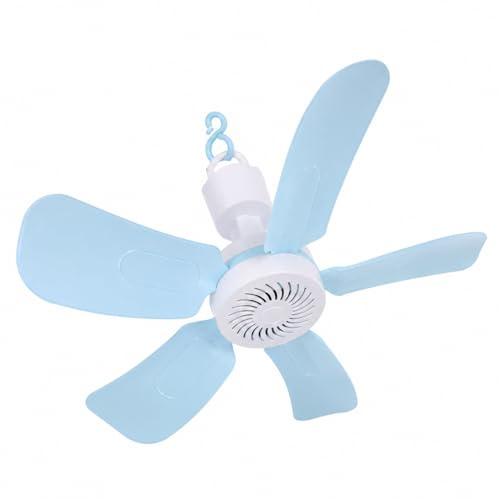 ALLPRESS Ventilatore da Soffitto con 5 Pale, Blu, Diametro 40 cm, 10W, Gancio di Aggancio, Silenzioso, per Casa e Ufficio AS-04522
