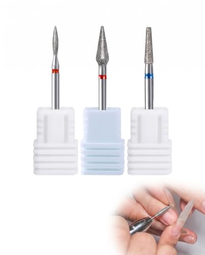 BTACGWP Set 3 Punte Diamantate Fresa Unghie 2,35mm per Cuticole e Unghie Professionale Manicure Pedicure