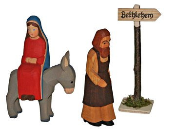 Lotte Sievers-Hahn Krippenfiguren * Set Maria und Josef nach Bethlehem im Baumwollbeutel