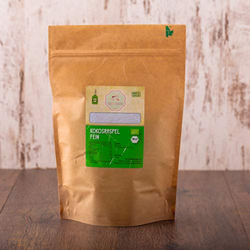 süssundclever.de® Bio Kokosraspeln | 750g | Rohkostqualität | ungezuckert und 100% naturbelassen | plastikfrei und ökologisch-nachhaltig abgepackt | geraspelte Kokosnüsse