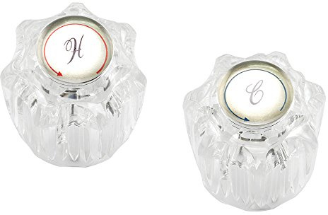 PRIME-LINE MP54260 Delta Universal Hot & Cold Faucet Handles, 1-5/8 in. Height, Clear Acrylic, D-Broach, Pack of 2